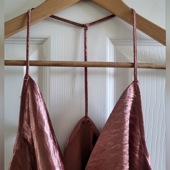 Express Rose Gold Shiny Cowl Neck Top - Picture 5 of 12